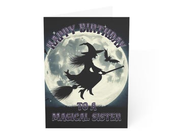 Magische zus - gotische wenskaart, alternatieve kaart, Witchy-verjaardagskaart, Dark Fantasy-kaart, gotische verjaardagskaart, griezelige verjaardagskaart