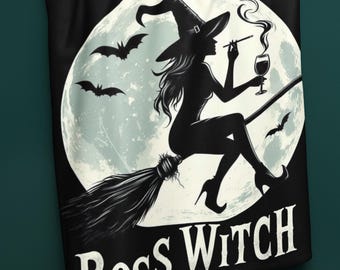 Boss Witch - Sherpa Fleece Blanket - Gothic Blanket, Alternative Style Blanket, Gothic Style Comforter, Gothic Throw, Witchy Vibes