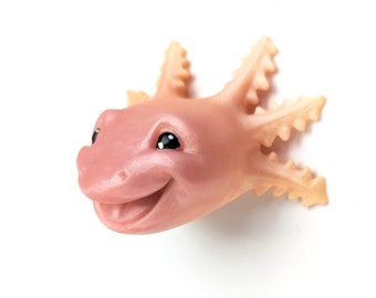 Adorable imán de ajolote sonriente - Diseño impreso en 3D de alta resolución - MatMire Makes Design - Color arcoíris rosa degradado