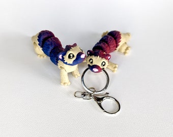 Ferret Keychain or Flexi Friend - High Resolution 3D Printed Design Multi Color Cute  Gift - MatMire Makes Design