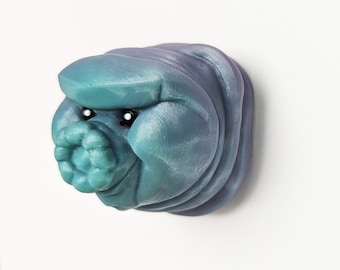 Chubby Cheeked Tardigrade Magnet - High Resolution 3D Printed Design Hand Painted Eyes- MatMire Makes Design - Blue Color Transition