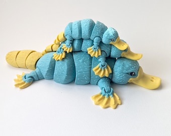 Ornitorrinco articulado - Arte flexible con articulaciones impresas en 3D de alta definición - Regalo perfecto para Pascua y primavera - Mascota sensorial de escritorio de MatMire Makes