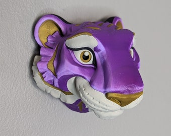 Bengal Tiger Head Small Unique Wall Hanging 3D Printed - Purple Gold Black White Wall Filler Decorative Cute Home Decor