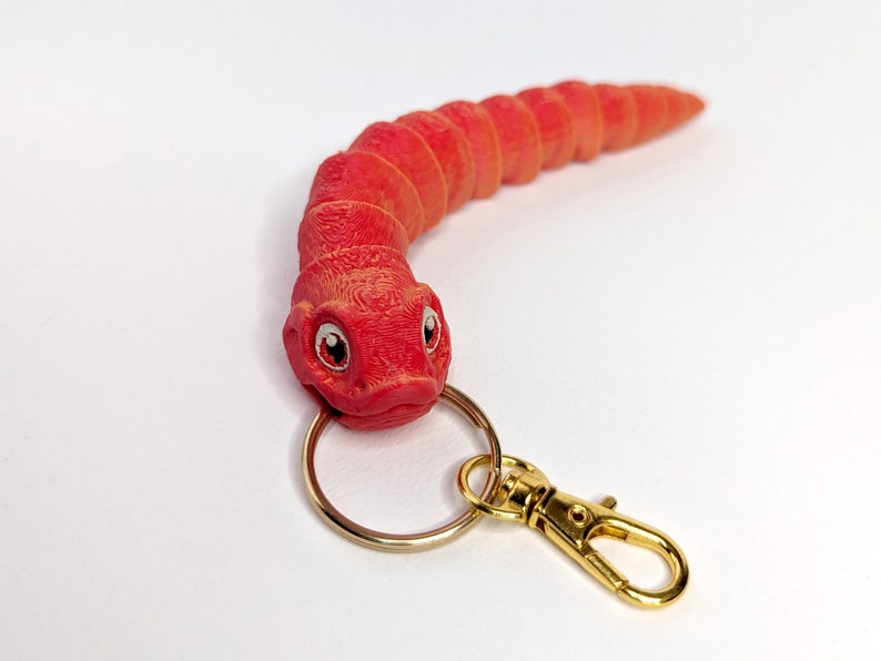 Hognose Snake Keychain High Resolution 3D Printed Design Multi Color Cute Gift MatMire Makes Design Red Orange