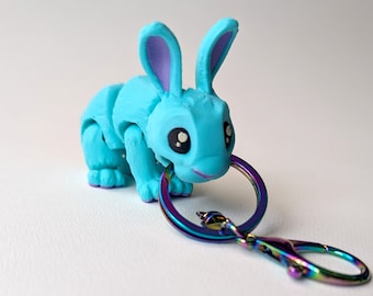 Bunny Rabbit Keychain or Flexi Friend - High Resolution 3D Printed Design Multi Color Cute Easter Spring Gift - MatMire Makes Design