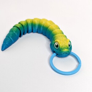 Hognose Snake Keychain High Resolution 3D Printed Design Multi Color Cute Gift MatMire Makes Design Blue Yellow