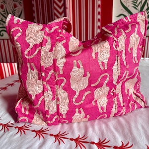 Tote Bag Strandtasche Bio-Baumwolle Blockdruck Fuchsie