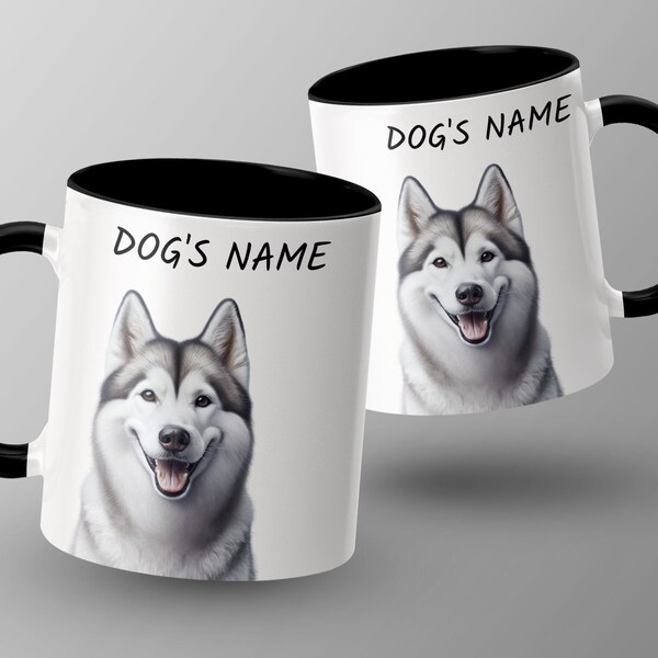 Smiling Siberian Husky Mug, Dog Lover Gift, Cute Husky Coffee Cup, Animal Photo Mug, Pet Portrait Drinkware