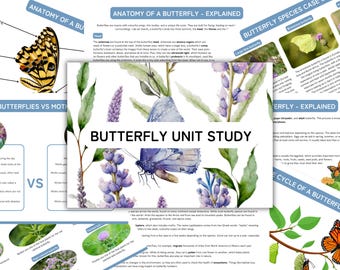 Schmetterling Einheit Studie: Natur Homeschool Printable (Instant Download)