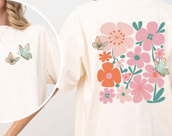 Blumen Schmetterling Boho T-Shirt, Comfort Colors Tee