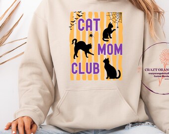 Cat Mom Shirts Halloween, Cat Mom Sweatshirt, Spooky Cat Club Design-trui, Pet Mom Halloween Crewneck