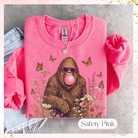 Vintage Sasquatch Shirt, Funny Blowing Bubble Bigfoot Tee, Cryptid Shirt,Comfort Colors, Retro Camping Shirt, Cottagecore, Nature Lover Gift