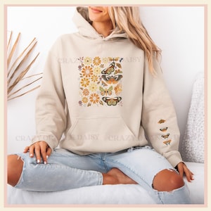 Butterfly Hoodie Sweatshirt,Butterfly Hooded Sweatshirt Butterfly Sleeve,Insect Lover,Nature Clothing,Cute Hoodie,Unique Print Sweatshirt