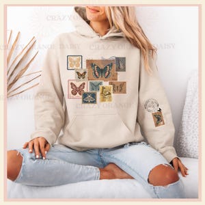 Butterfly Hoodie Sweatshirt,Butterfly Hooded Sweatshirt Butterfly Sleeve,Insect Lover,Nature Clothing,Cute Butterfly Hoodie,Butterfly Sleeve