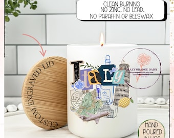 Italy Custom Engraved Bamboo Lid,Italian Gifts,Italian Decor