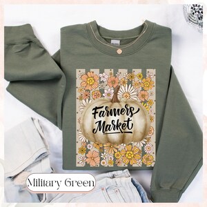 Farmers Market Pumpkin Sweatshirt,Pumpkin Crewneck,Farmers Market Pumpkin Crewneck,Fall Harvest Rustic Produce Hoodie