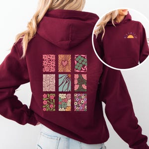 Vintage Floral Hoodie,Cozy Floral Boho Pullover,Flower Pattern Hooded Jumper,Retro Floral Sweater,Hipster Floral,Trendy Sweatshirt