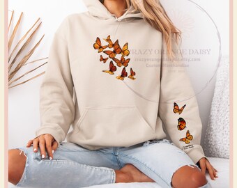 Monarch Butterfly Sleeve Hoodie,Butterfly Sleeve Hoodie,Monarch Butterflies Sweatshirt,Monarch Butterfly Sweatshirt