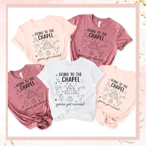 花嫁シャツ、ウェディングパーティーTシャツ、独身パーティーシャツ、チャペルに行く、独身パーティーシャツ、ブライダルシャワートップ、婚約ギフト