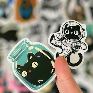 Silly Cat Stickers - Playful Cartoon Cat Decals For Laptops, Water Bottles, Skateboards, Scrapbooks, Journals and Arts and Crafts