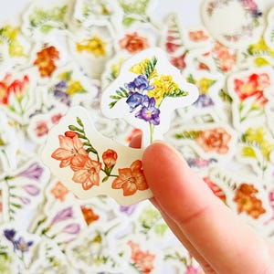 Mini autocollants floraux - assortiment d'autocollants nature - autocollants fleurs - parfaits pour les journaux, les albums, les journaux indésirables et plus