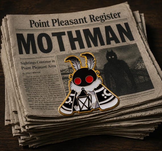 The Mothman Cryptid Enamel Pin: Urban Legend Lapel Accessory
