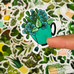 Stickers plantes d'intérieur - Stickers plantes succulentes, plantes en pot pour journaux, albums de coupures, ordinateurs portables, bouteilles d'eau, téléphones - Stickers vinyles imperméables