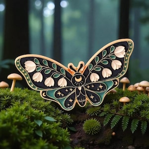 Elegant Moth Enamel Pin: Mystical Lapel Accessory