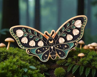 Elegant Moth Enamel Pin: Mystical Lapel Accessory