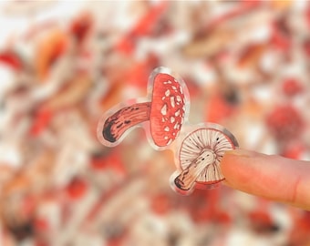 Translucent Mini Mushroom Stickers: Waterproof Small Decals for Scrapbooks and Crafting