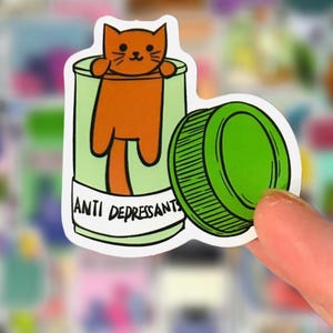 Antidepressivum Aufkleber - Tiere zur emotionalen Unterstützung - psychische Gesundheit Serotonin Aufkleber für Laptops, Wasserflaschen, Sammelalben und Zeitschriften