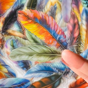 Stickers plumes translucides - Stickers nature assortis - Bullet Journal - Scrapbook - Imperméable