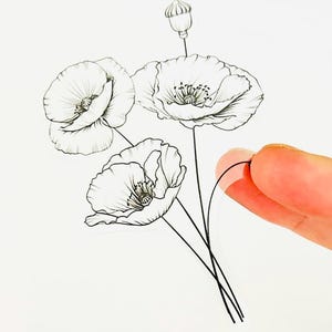 Sticker fleur vintage translucide - Stickers fleurs noir et blanc - Stickers éphémères - Stickers décoratifs pour carnets indésirables, albums de coupures