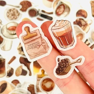 Mini stickers café - Stickers Coffee Addict - Mini stickers Java pour Bullet Journal, scrapbooking, travaux manuels - Imperméables