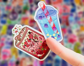 Mini autocollants esthétiques pour boissons - Pack d'autocollants en vinyle imperméable découpé pour bagages, ordinateurs portables, téléphones, skateboards, bouteilles d'eau, albums de scrapbooking