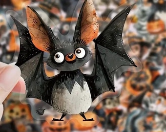 Translucent Halloween Stickers - Waterproof Pumpkin, Ghost, Skeleton Stickers for Goodie Bags, Journals & Scrapbooks