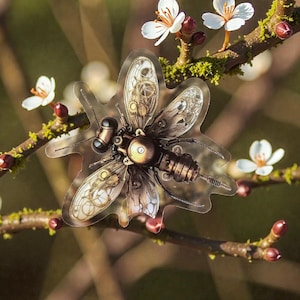 Translucent Steam Punk Bug Stickers: Waterproof Gears and Wing Decals for Scrapbooks and Crafting