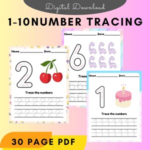 Numbers tracing 1- 10 worksheets and activities perfect for handwriting practice
