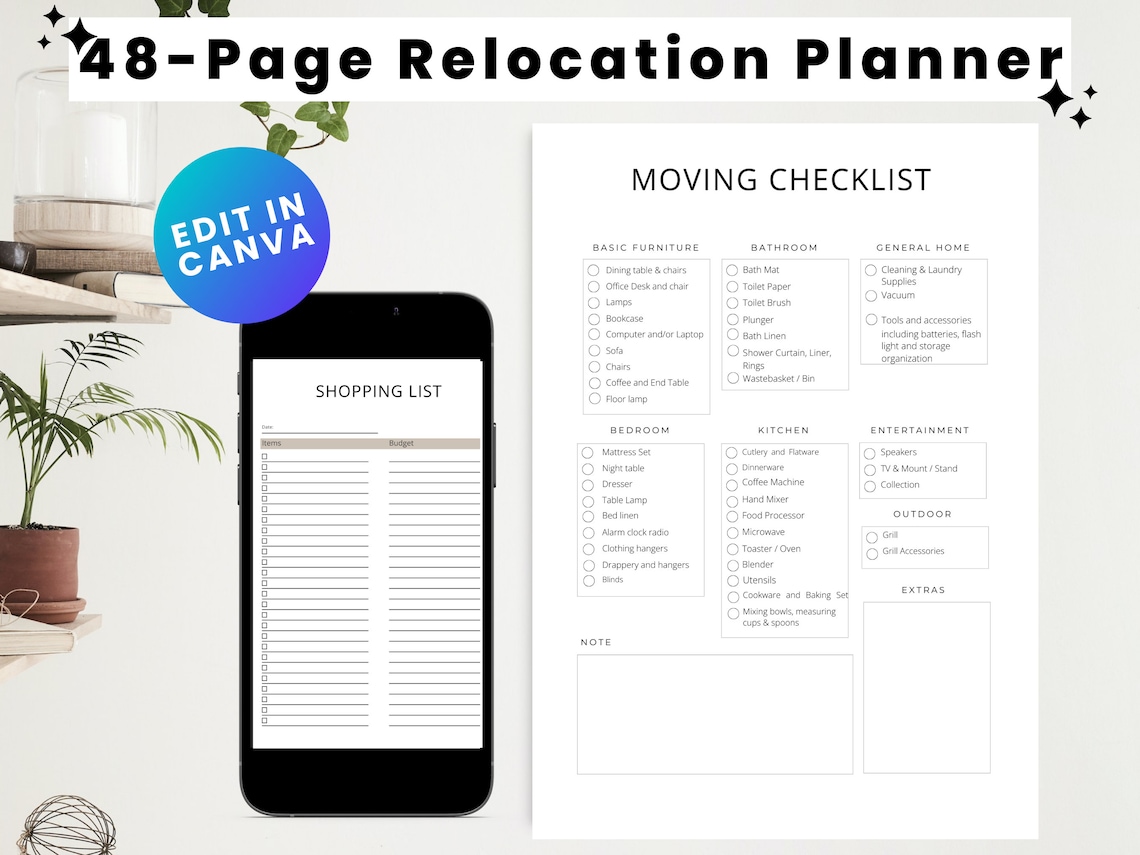 Printable Relocation Planner Bundle, Digital Moving Checklist ...