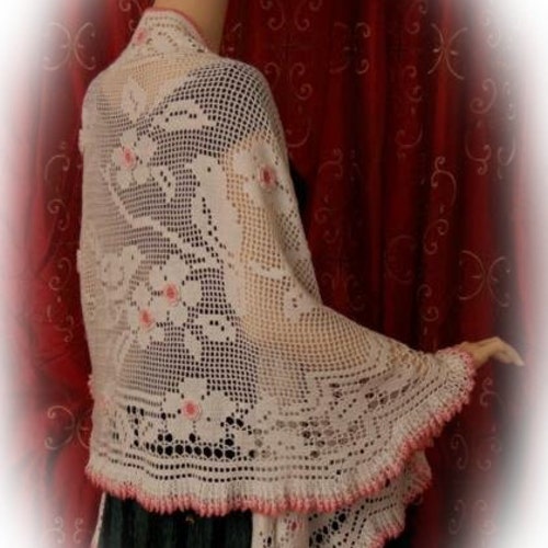 Birds N Blossoms Filet Shawl pattern