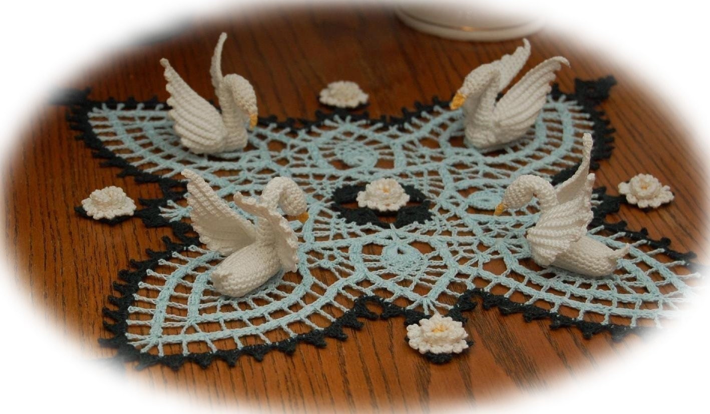 36 Doily Crochet Patterns for Elegant Handmade Home Decor 35 Pineapple and Swans Doily Crochet