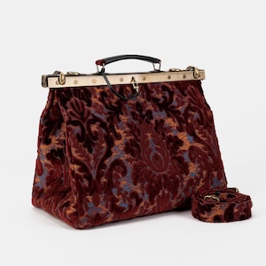 Bolso Gladstone - Bolso Carpet Doctor - Bolso de fin de semana victoriano - Bolso bandolera Frame - Celine Burnout Velvet Wine