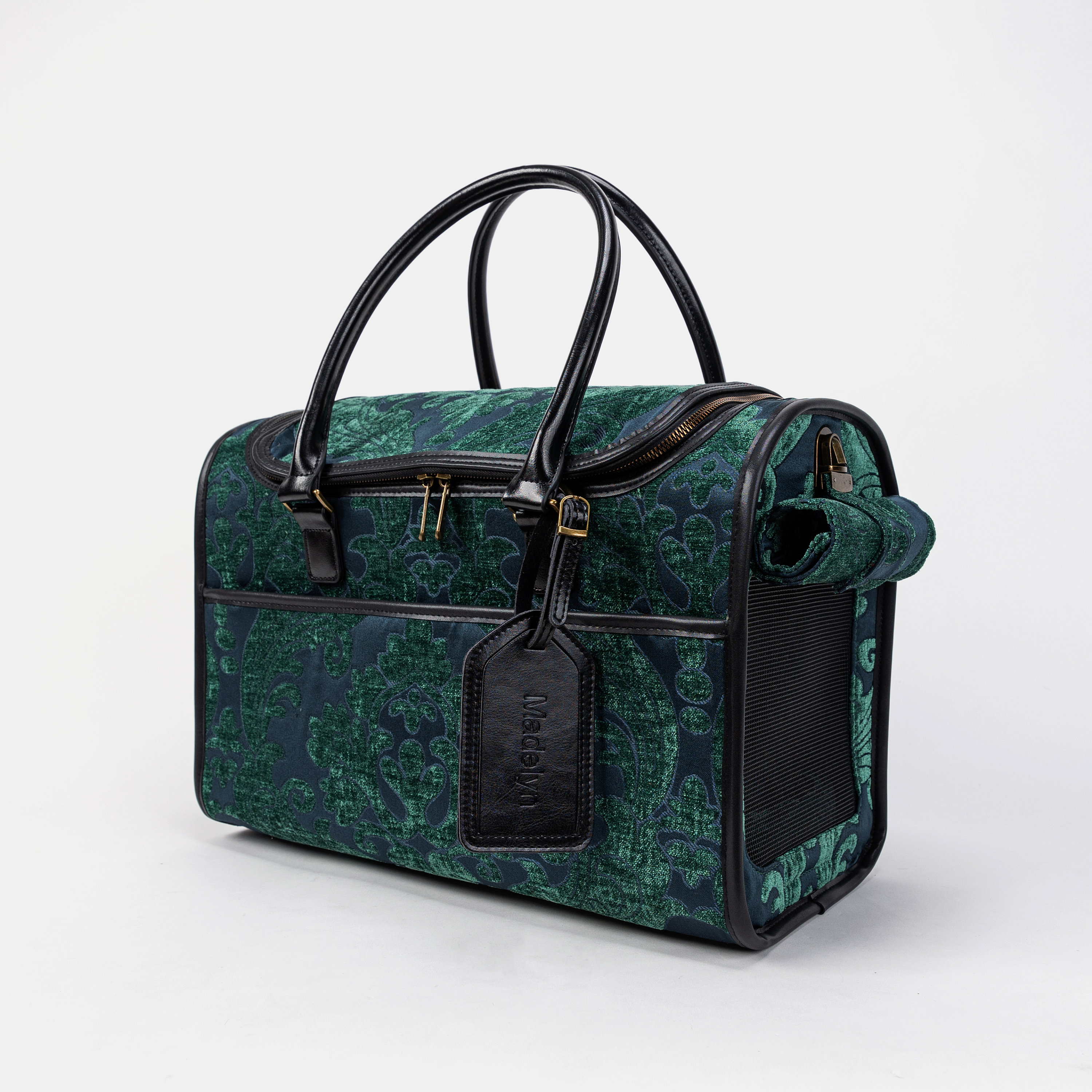 Personalized Travel Dog Carrier-Pet Bag -Carry On dog Bag-Travel Cat Carrier- Queen Hunter Green