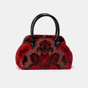 Cartable en tapis - Sac en forme de tapis Mary Poppins - Sac à bandoulière à porter au quotidien - Écarlate de renaissance du velours Burnout