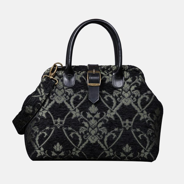 Handsewn Carpet Purse-Mary Poppins Carpet Bag-Everyday Carry Shoulder Bag-Carnaby Black