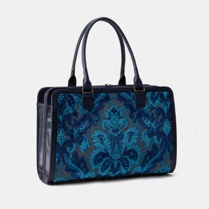Borsa da viaggio artigianale - Borsa da lavoro per donna - Borsa da lavoro per laptop - Borsa multiscomparto per laptop, cartelle e cancelleria - Revival Aqua
