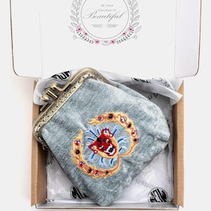 Monedero de alfombra cosido a mano - Monedero vintage con doble cierre de beso - Bolso tipo bolsa con cierre de bola a presión - Regalo para ella - Listo para regalar - Ahs The Devils Mouth