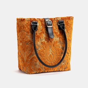 Handgenähte Filz Tragetasche- Schultertasche ausbrenner Samt Orange