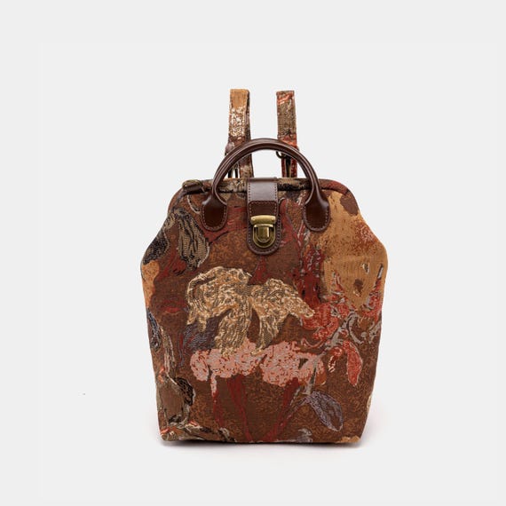 carpet leather backpack Carpet Everyday Backpack-leather Minimalist Backpack-versatile Crossbody Bag-vintage  Bag-smart Organizers-abstract Brown