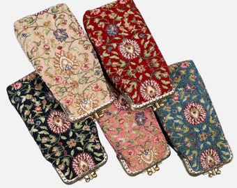 Handsewn Carpet Eyeglasses Case-Vintage Double Kiss Lock Sunglasses Bag-Vintage Sunglasses Pouch-Travel Sunglasses Bag-Oriental Series